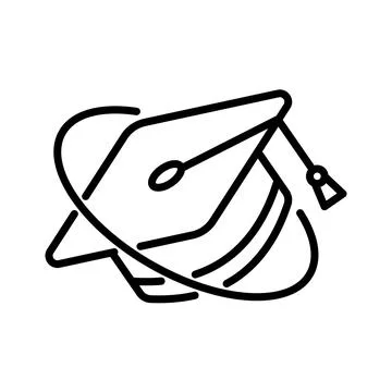 Graduation cap icon vector design in line style Stock Illustration