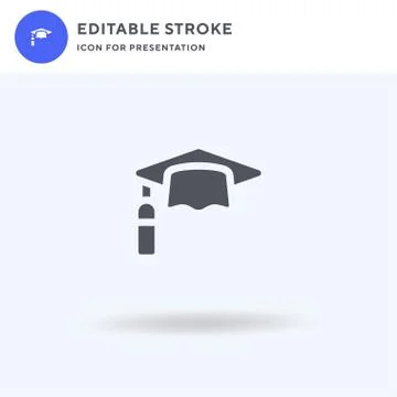 Graduation Cap icon vector, filled flat sign, solid pictogram isolated on whi Stock Illustration