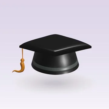 Graduation cap isolated 3d vector icon. Stock Illustration