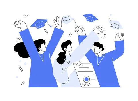 Graduation cap isolated cartoon vector illustrations. Ilustración de archivo