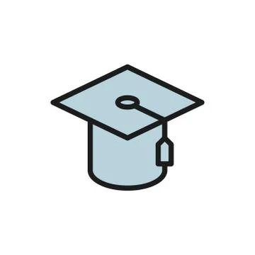 Graduation cap, judges hat flat color icon. Illustrazione stock