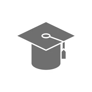 Graduation cap, judges hat grey icon. Isolated on white background Illustrazione stock