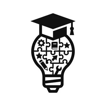 Graduation Cap Lightbulb Education Idea Line Icon Stock Illustration
