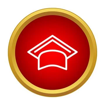 Graduation cap line icon in red circle イラスト素材