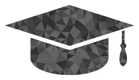 Graduation Cap Lowpoly Icon Stock Illustration