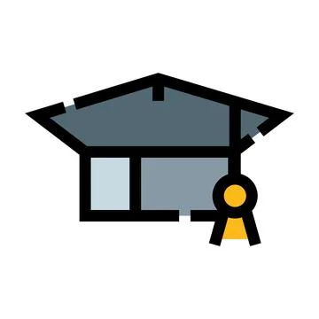 Graduation cap mortarboard education learning success icon Stock Illustration