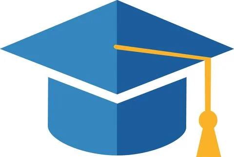 Graduation cap mortarboard flat icon illustration Stock Illustration