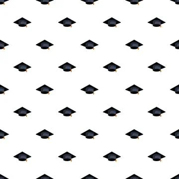 Graduation cap mortarboard seamless pattern celebrating academic achievement Stock Illustration