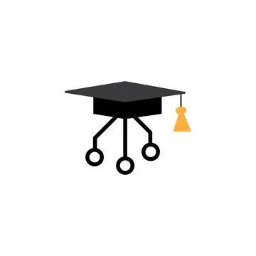 Graduation Cap Network Node Education Technology Icon Ilustração Stock