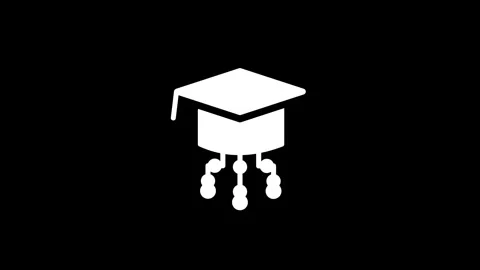 Graduation cap with network nodes animation isolated on black background Stock Footage 339048162