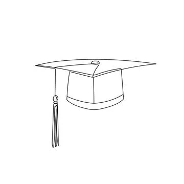 Graduation cap in one line drawing style. Stock Illustration
