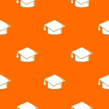 Graduation cap pattern orange Stock Illustration