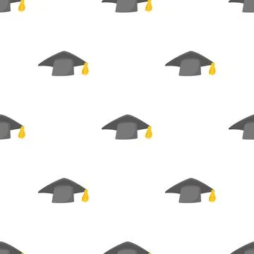 Graduation cap pattern seamless vector Stock Illustration