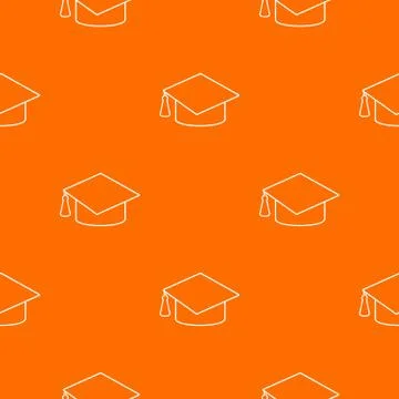 Graduation cap pattern vector orange Stock Illustration