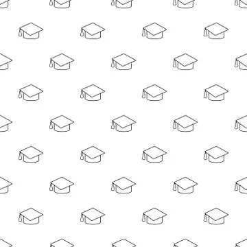 Graduation cap pattern vector seamless Stock Illustration