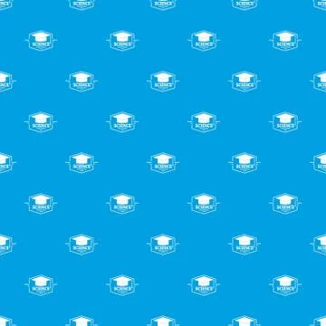 Graduation cap pattern vector seamless blue Stock Illustration
