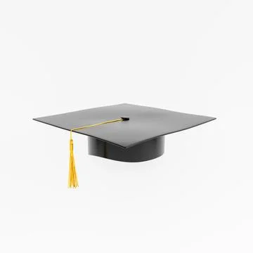 Graduation cap placed on white backdrop Stock Illustration