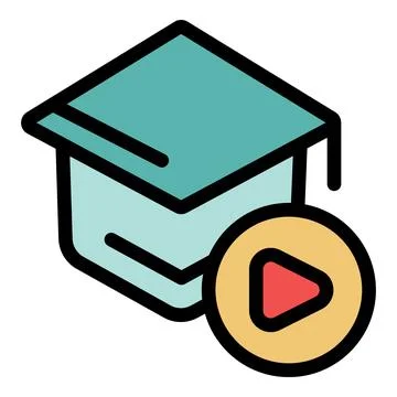 Graduation cap with play button symbolizing online education 스톡 일러스트