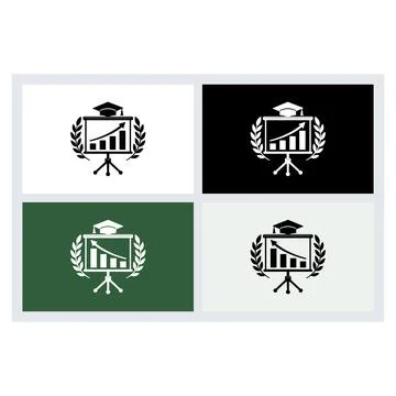 Graduation cap on a presentation board with growth chart and laurel wreath .. Stock Illustration