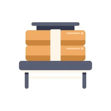 Graduation cap resting on stack of books over bench in school hallway Stock Illustration