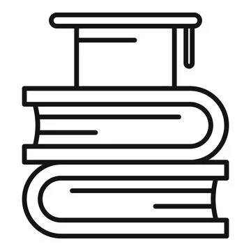 Graduation cap resting on stack of textbooks icon Illustrazione stock