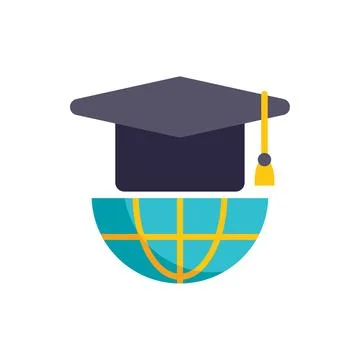 Graduation cap resting on top of planet earth symbolizing global education Stockillustratie
