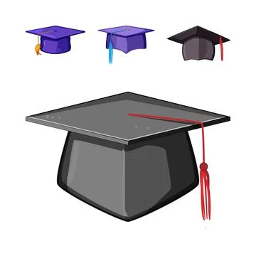 Graduation cap set for academic achievement milestone Stock Illustration