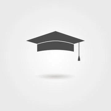 Graduation cap with shadow Stock Illustration