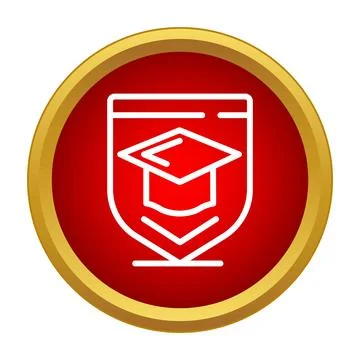 Graduation cap in shield icon representing education Stock Illustration