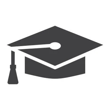 Graduation cap solid icon, Education and knowledge Stock Illustration