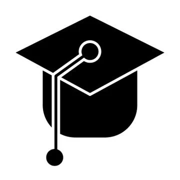Graduation cap solid icon. Hat vector illustration isolated on white. Academyc Illustrazione stock