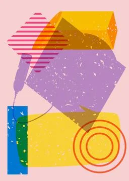 Graduation cap with Speech Bubble and colorful geometric shapes. Education .. Stock Illustration