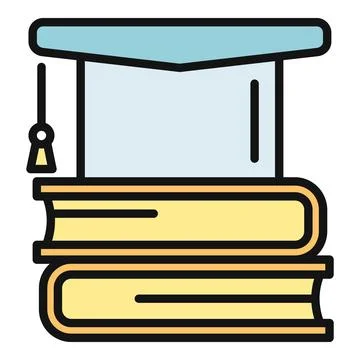 Graduation cap on stack of academic books Stock Illustration