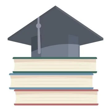 Graduation cap on stack of books illustration 스톡 일러스트