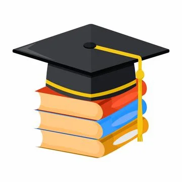 Graduation Cap on Stack of Books Illustration. Education vector icon Stock Illustration