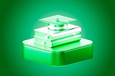 Graduation cap on stack of books for student degree Stock Illustration