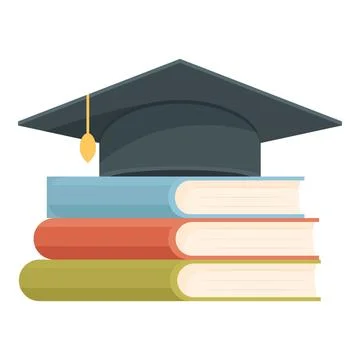 Graduation cap on stack of colorful books vector Illustrazione stock