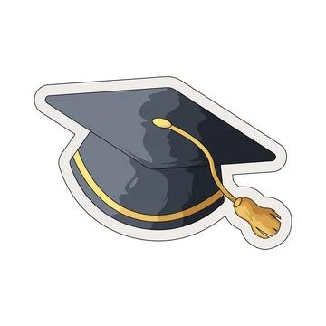Graduation cap sticker illustration Stock Illustration