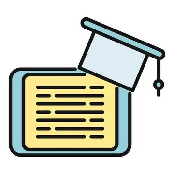 Graduation cap on tablet accessing online education イラスト素材