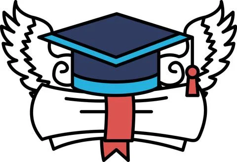 A graduation cap is on top of a stack of books Stockillustratie