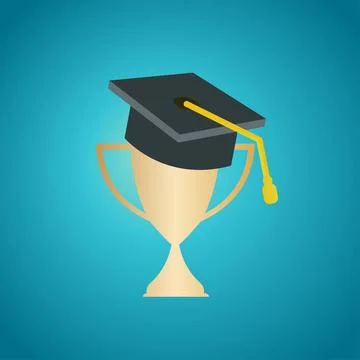 Graduation cap trophy Stock Illustration