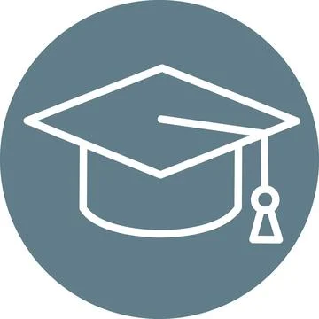 Graduation cap university icon round graphic Stock Illustration