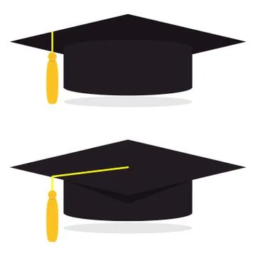 Graduation cap, vector illustration in flat style. Academic caps set. Graduat Stock Illustration