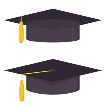 Graduation cap, vector illustration in flat style. Academic caps set. Graduat Stock Illustration