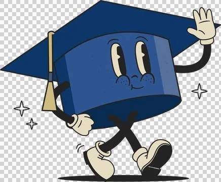 Graduation cap is waving on transparent backdrop in flat design with gold tassel Stock Illustration
