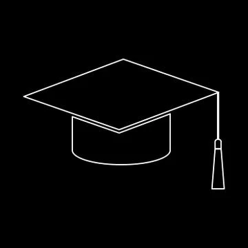 Graduation cap white color path icon . イラスト素材