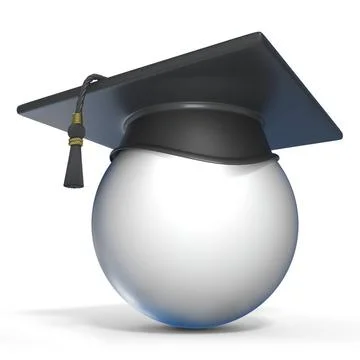 Graduation cap on white sphere 3D Graduation cap on white sphere 3D render... Stock Photos