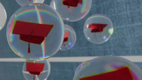 Graduation Caps Inside Transparent Bubbles Stock Footage 310502085