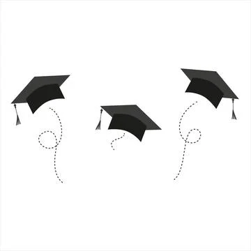 Graduation caps thrown up vector concept without background. Congratulation Stock Illustration
