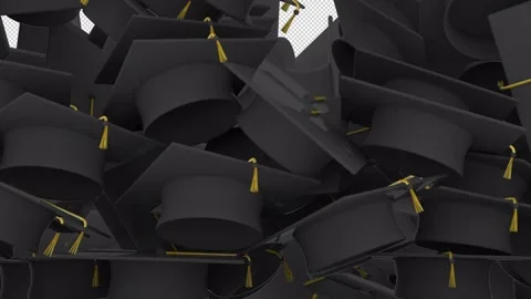 Graduation Caps Transition with transparent (alpha) background Stock Footage 252050879